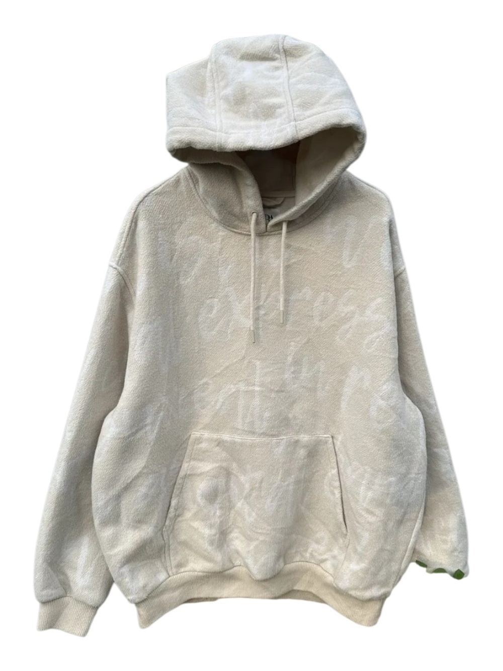 Zara Cream Fleece Hoodie with Subtle Texture
